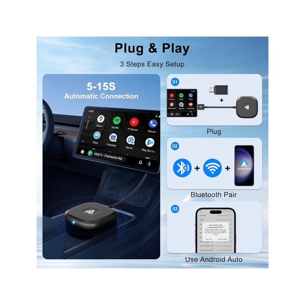 Android Auto Wireless Adapter for Wired Android Auto Cars - Picture 4 of 9